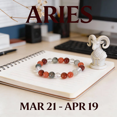 Aries gemstone Red Coral Mesh rashi crystal bracelet | MantraMani