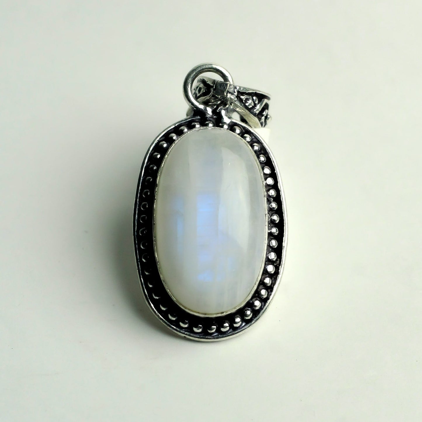 MantraMani Moonstone Crystal Pendant - Natural Gemstone Necklace for Intuition, Balance & Spiritual Jewelry