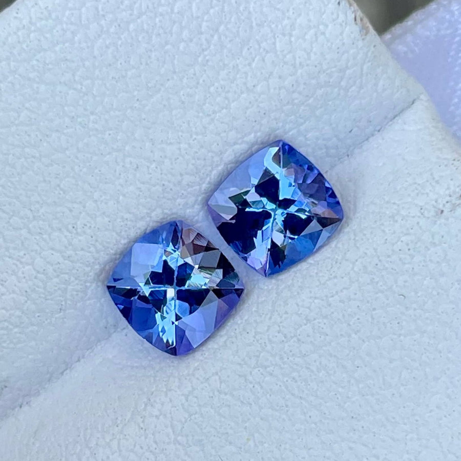 MantraMani 1.85 Carat Blue Tanzanite Cushion Cut Natural Loose Gemstone - Imported - Tanzania