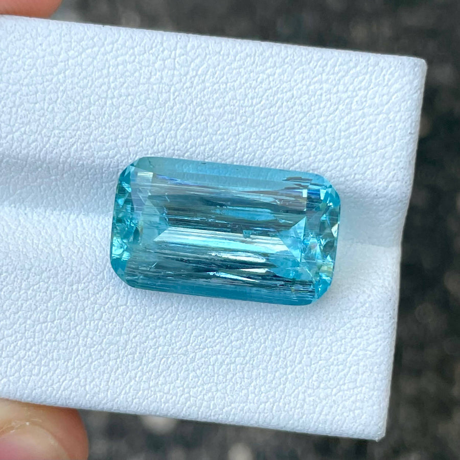 MantraMani 11.20 Carat Blue Aquamarine Cushion Cut Natural Loose Gemstone - Imported - Brazil