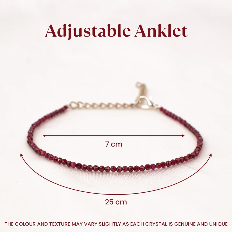 MantraMani SELENITE & GARNET (Chandramani / Tamra Mani / Rakta Mani) – Anklet &