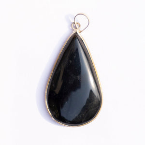 Black Onyx Teardrop Pendant for Protection & Grounding