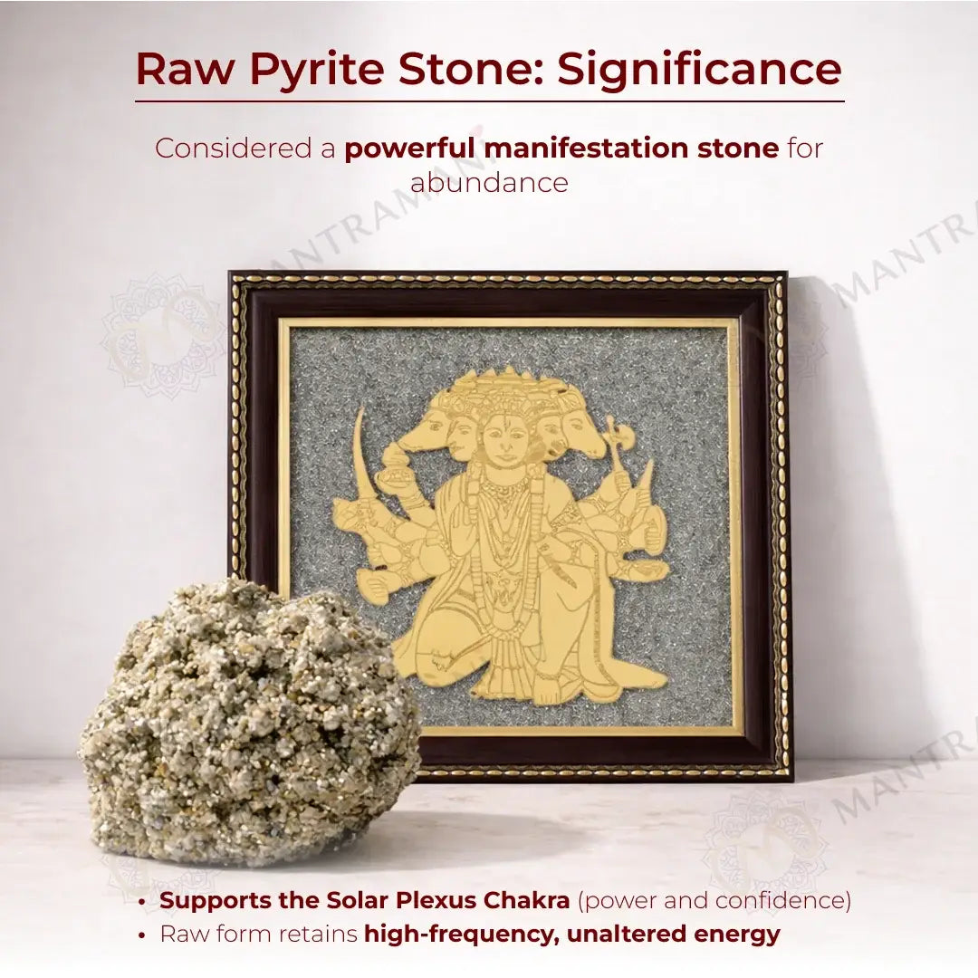 MantraMani Panchamukhi Hanuman Pyrite Frame for Strength and Protection Combo