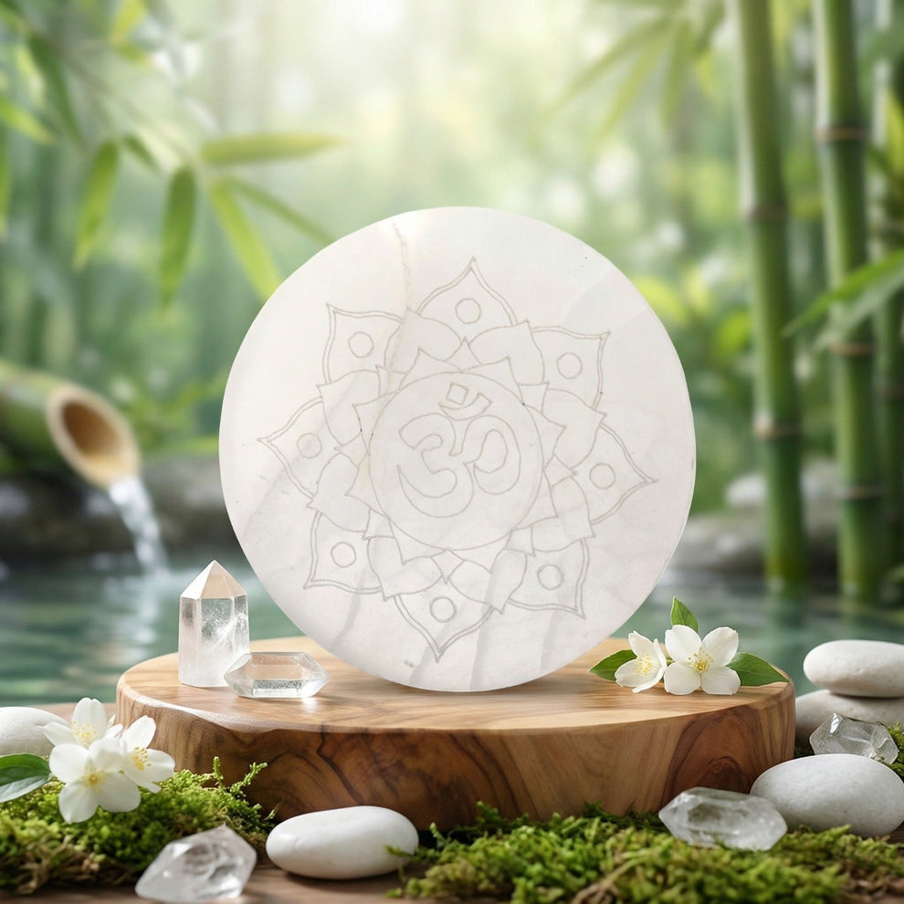 MantraMani SELENITE (Chandramani) – Decor & Plate - Cleansing, Charging other c