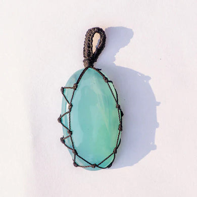 MantraMani® Aqua Onyx Crystal Crochet Pendant