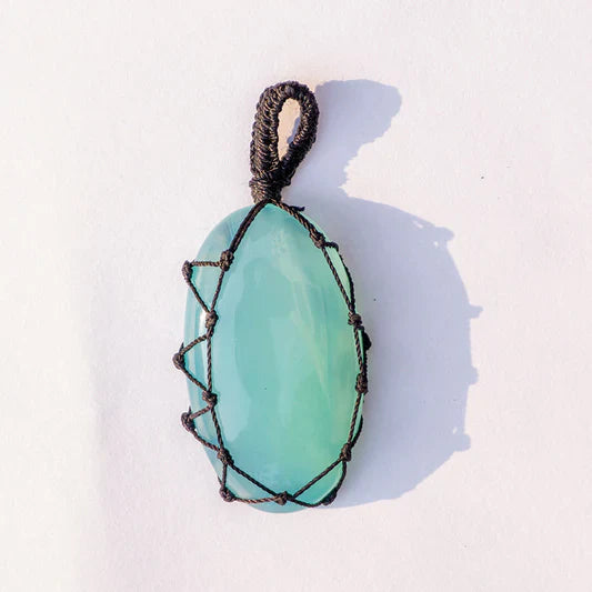 MantraMani® Aqua Onyx Crystal Crochet Pendant