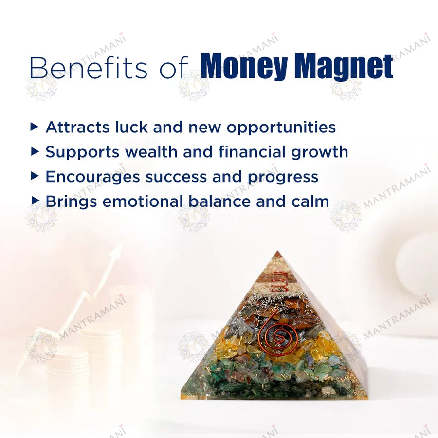 MantraMani Dhan Vriddhi Pyramid — Pyrite Money Magnet for Wealth, Abundance & Financial Growth, Business Success & Cash Flow
