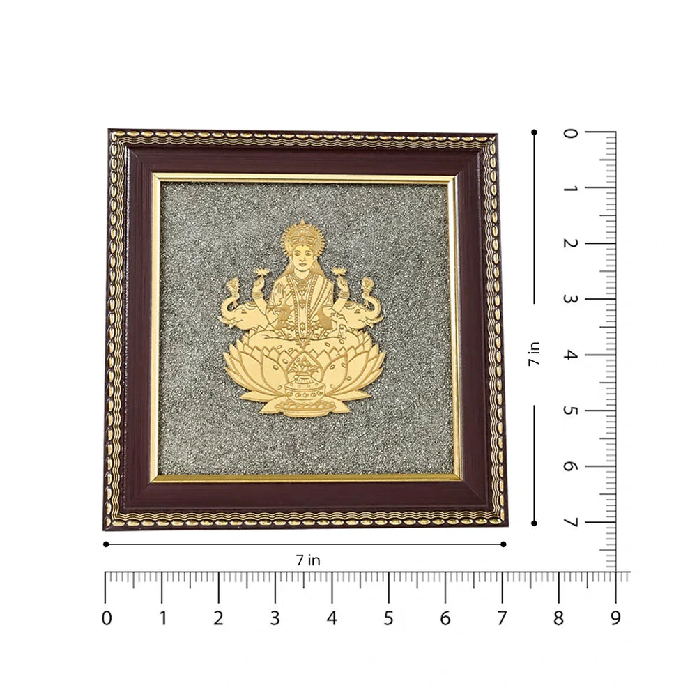 MantraMani® Goddess of Wealth & Fortune Gajalakshmi Raw Pyrite Frame