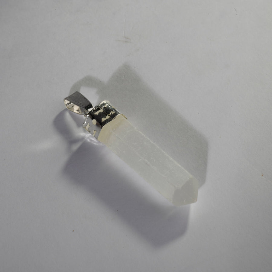 MantraMani Selenite Crystal Point Pendant - Natural Crystal Jewelry for Clarity, Spiritual Wellness & Elegant Style