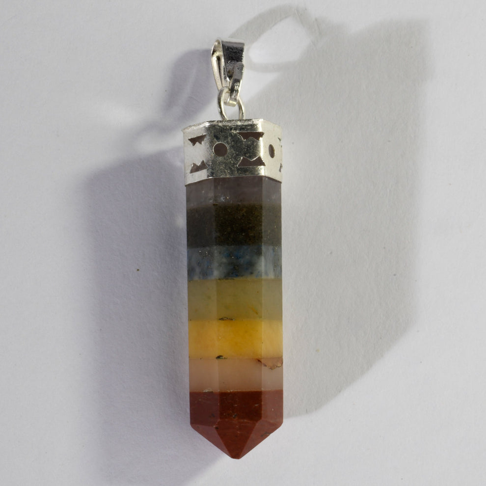 Seven Chakra Crystal Point Pendant | Natural Chakra Healing Pendant for Balance, Meditation & Spiritual Wellness