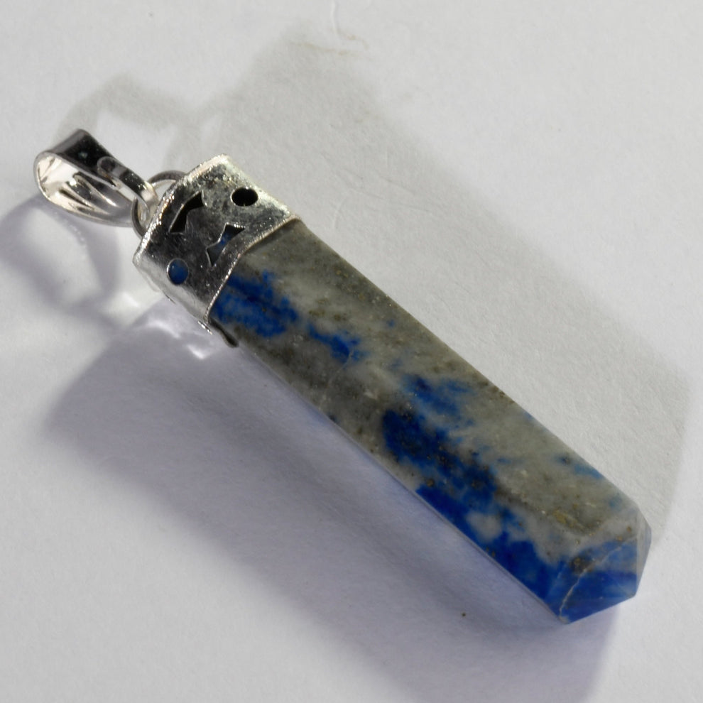 MantraMani Lapis Lazuli Crystal Point Pendant - Natural Gemstone Pendant for Wisdom, Intuition & Crystal Jewelry