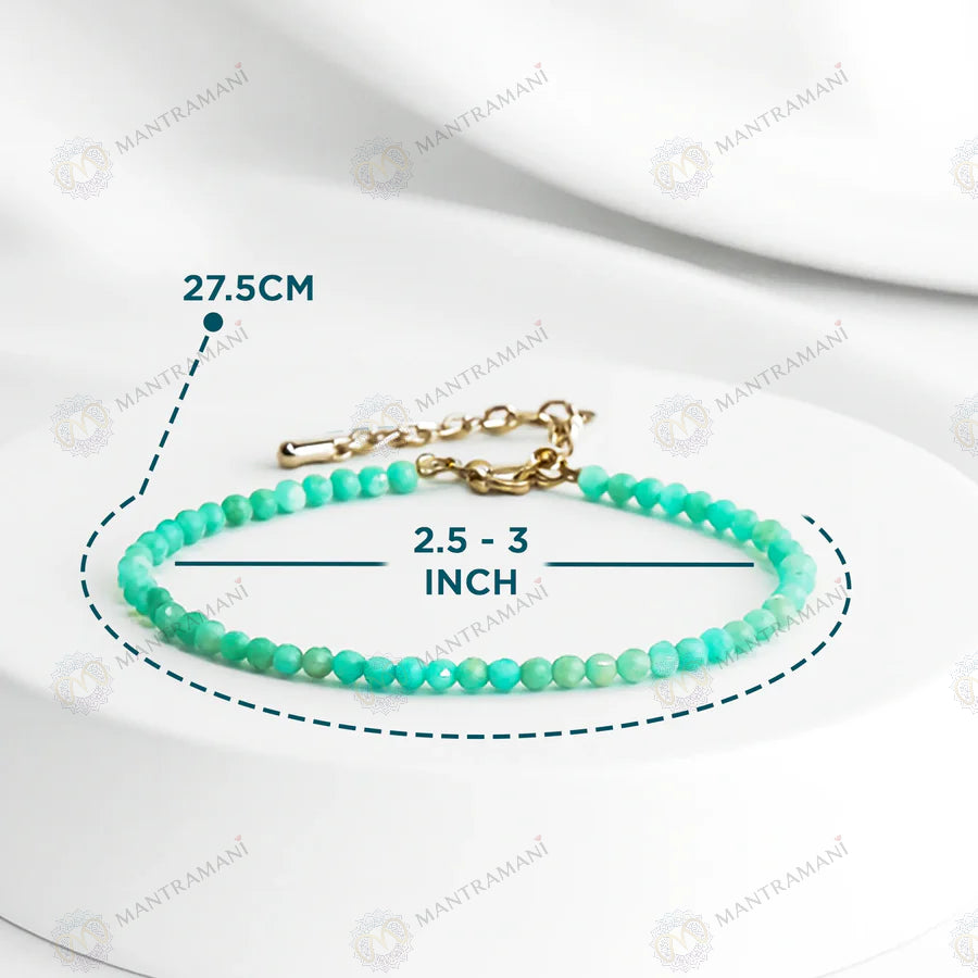 MantraMani Amazonite Diamond Cut Anklet: Enhances Love, Calms Your Mind, Beautifies Skin