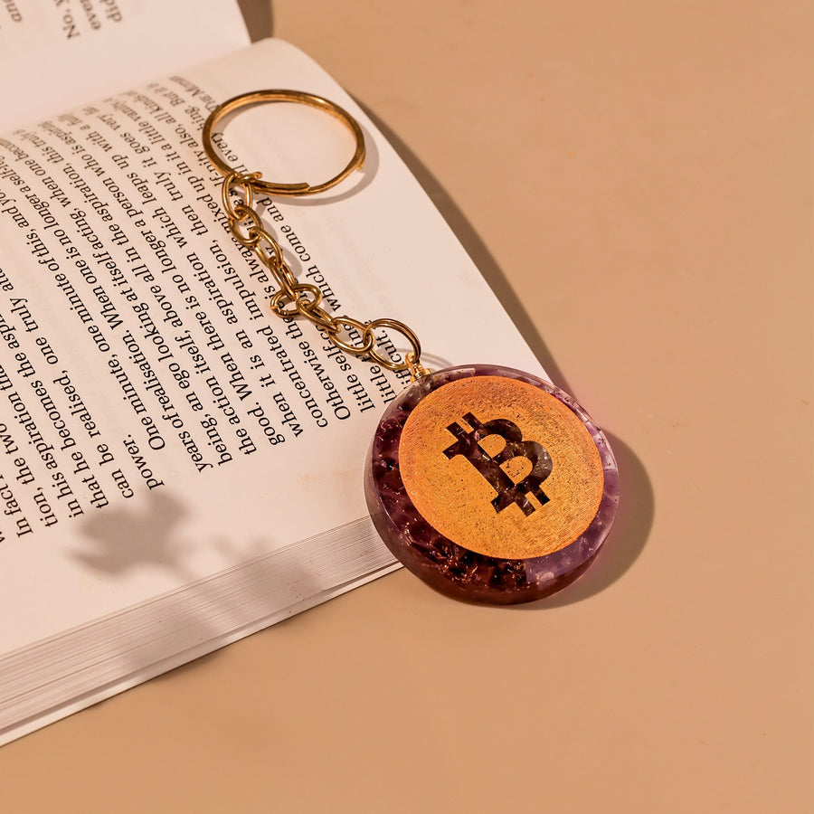 MantraMani Amethyst Keychain for Inner Peace & Anxiety Relief