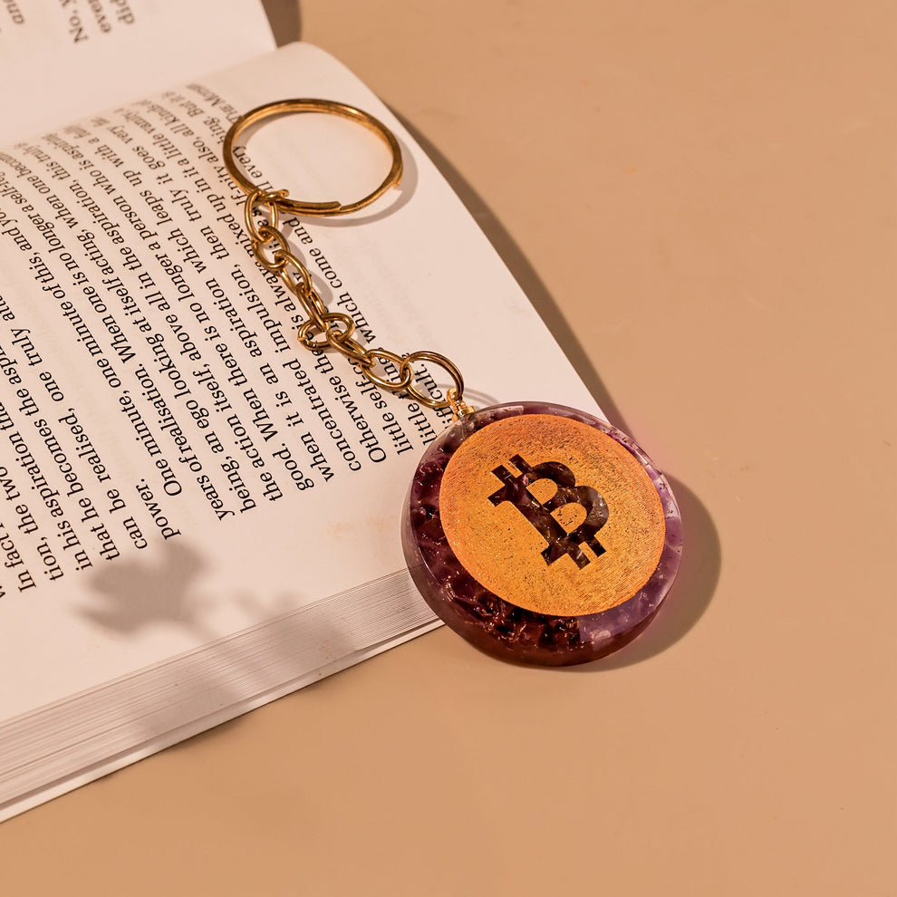 MantraMani Amethyst Keychain for Inner Peace & Anxiety Relief - Energized Vedic Gemstone Jewelry - MantraMani