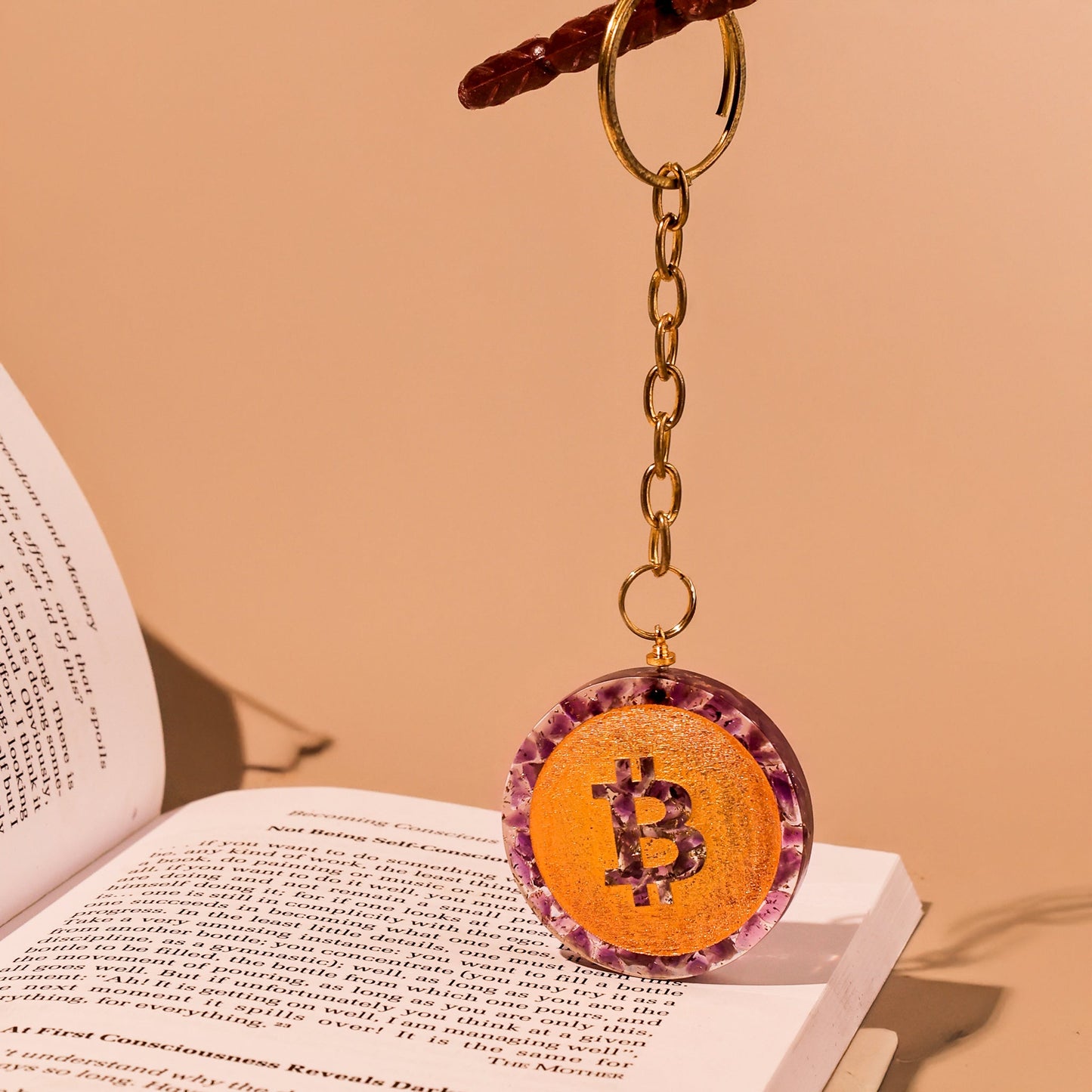 MantraMani Amethyst Keychain for Inner Peace & Anxiety Relief - Energized Vedic Gemstone Jewelry - MantraMani