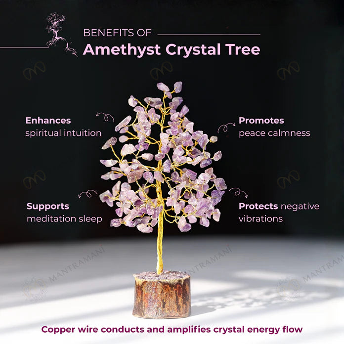 MantraMani Amethyst Tree : Attract Luck, Enhance Intuition, Improve Health