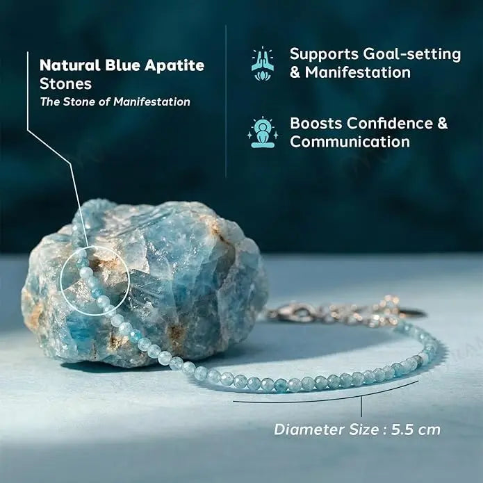 MantraMani Healing Stone Apatite Anklets: Encourage Manifestation and Protect Aura