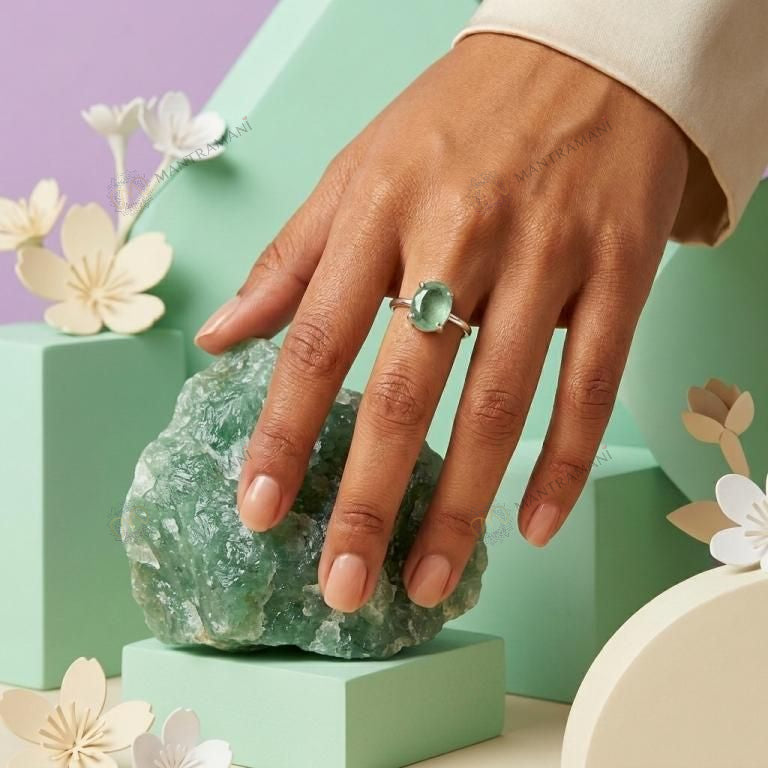 MantraMani Green Aventurine Ring: Promotes Wealth Attraction & Money Growth