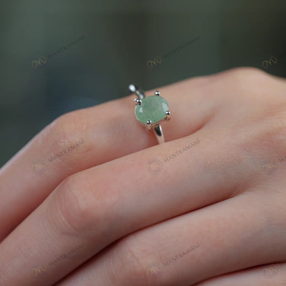 MantraMani Green Aventurine Ring: Promotes Wealth Attraction & Money Growth