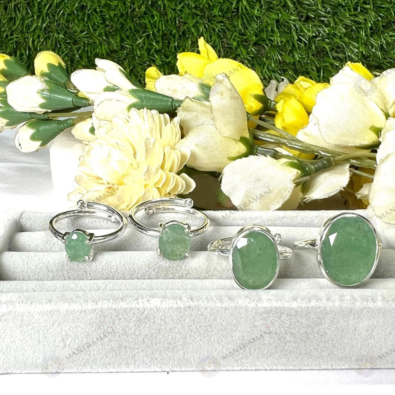 MantraMani Green Aventurine Ring: Promotes Wealth Attraction & Money Growth