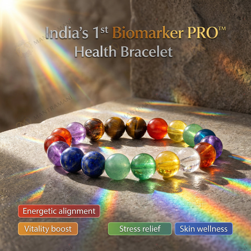MantraMani BioMarker PRO Wellness Bracelet - India’s 1st Mineral - Skin Contact & Sunlight - Activated Energy Bracelet for Stress, Focus & Daily Health Support