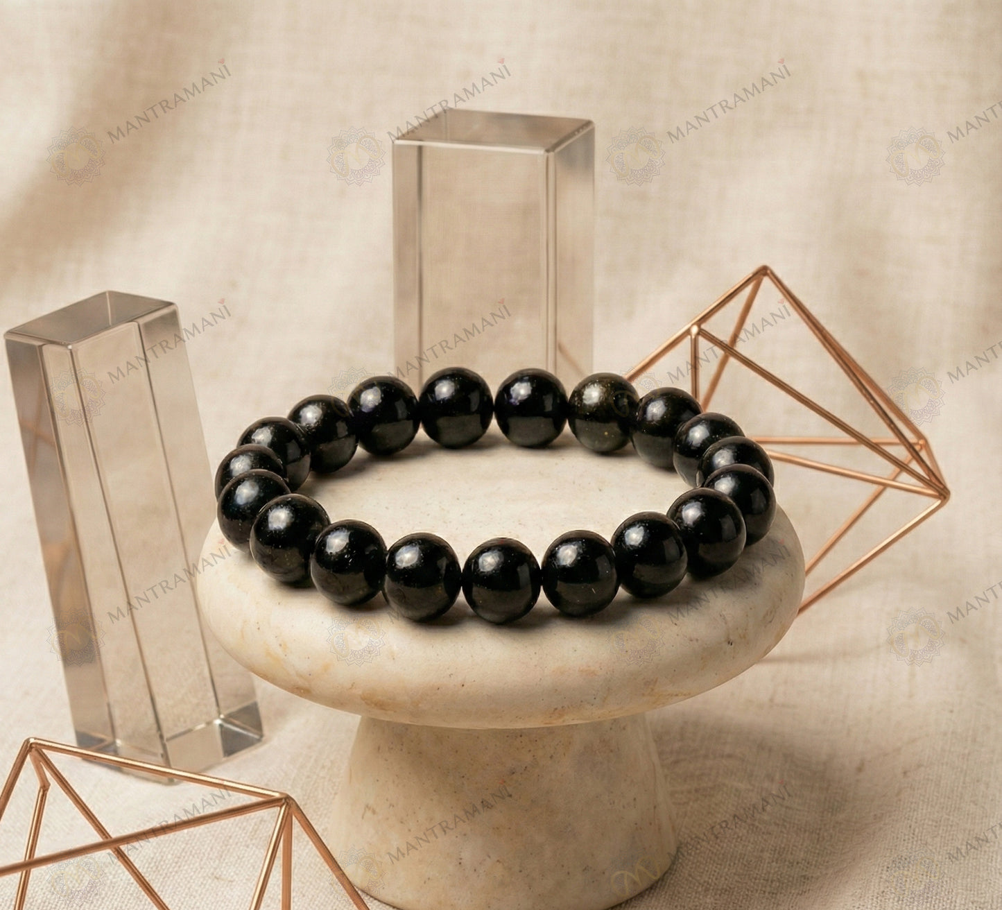 MantraMani Éclipse Noire — Black Tourmaline Protection Bracelet