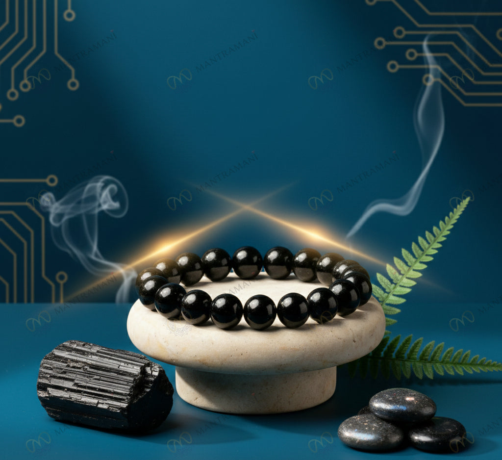 MantraMani Éclipse Noire — Black Tourmaline Protection Bracelet