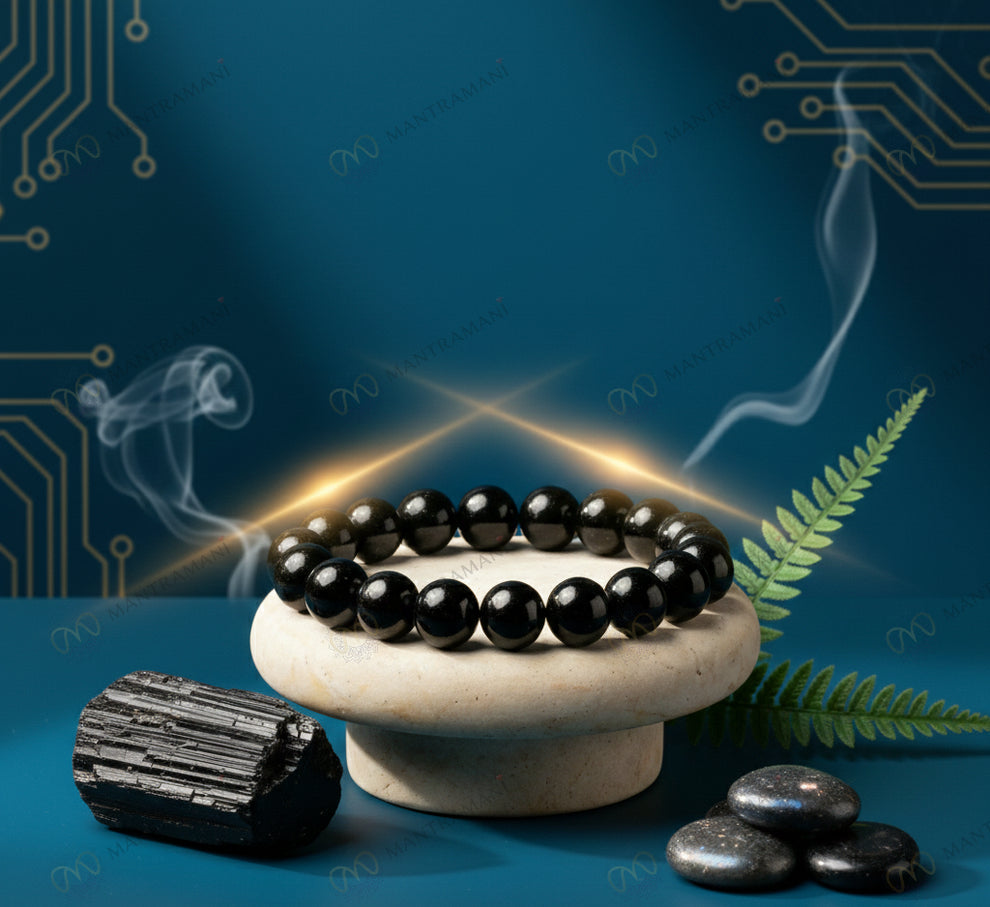 MantraMani Éclipse Noire — Black Tourmaline Protection Bracelet
