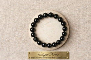 MantraMani clipse Noire  Black Tourmaline Protection Bracelet - Energized Vedic Gemstone Jewelry - MantraMani