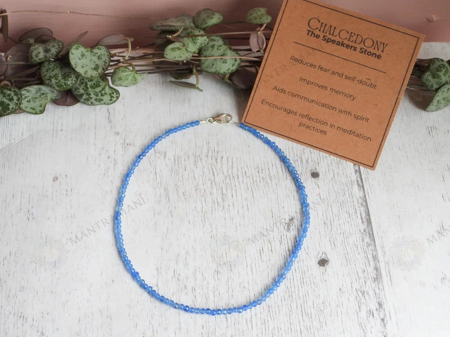 MantraMani Blue Lace Chalcedony Anklet