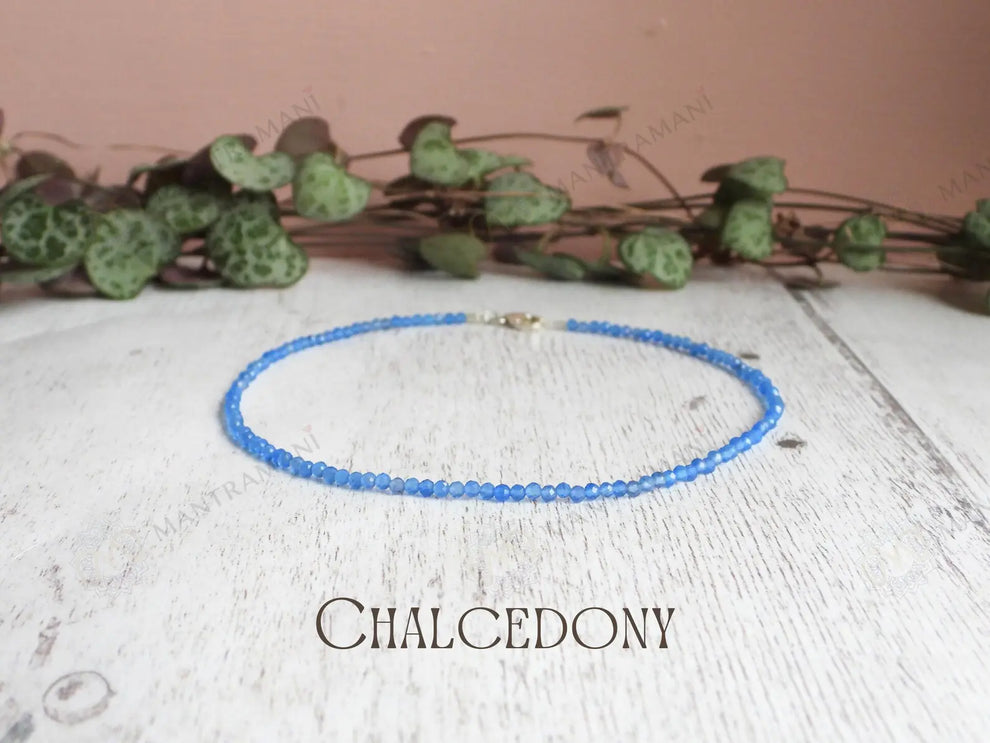 MantraMani Blue Lace Chalcedony Anklet