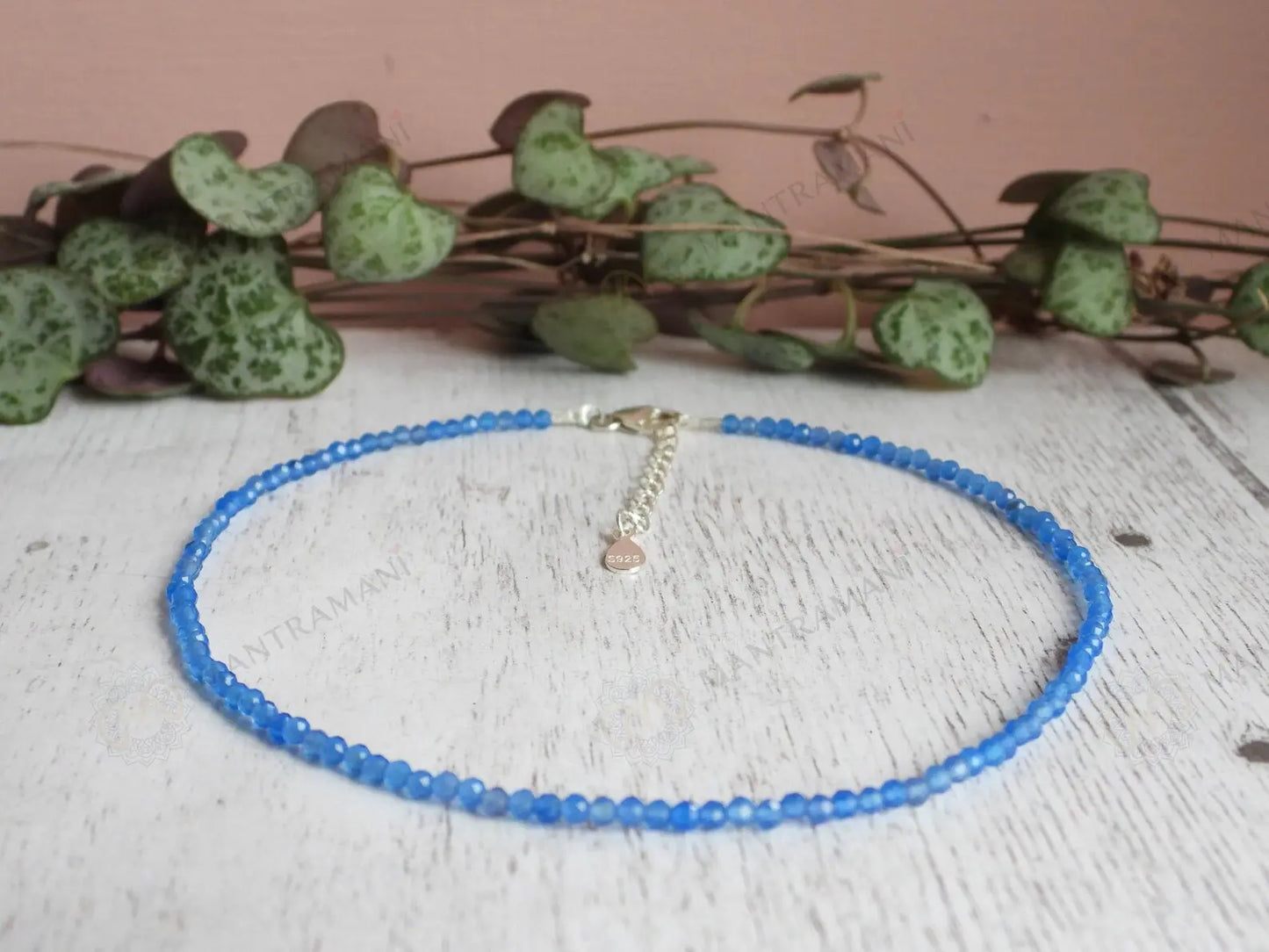 MantraMani Blue Lace Chalcedony Anklet