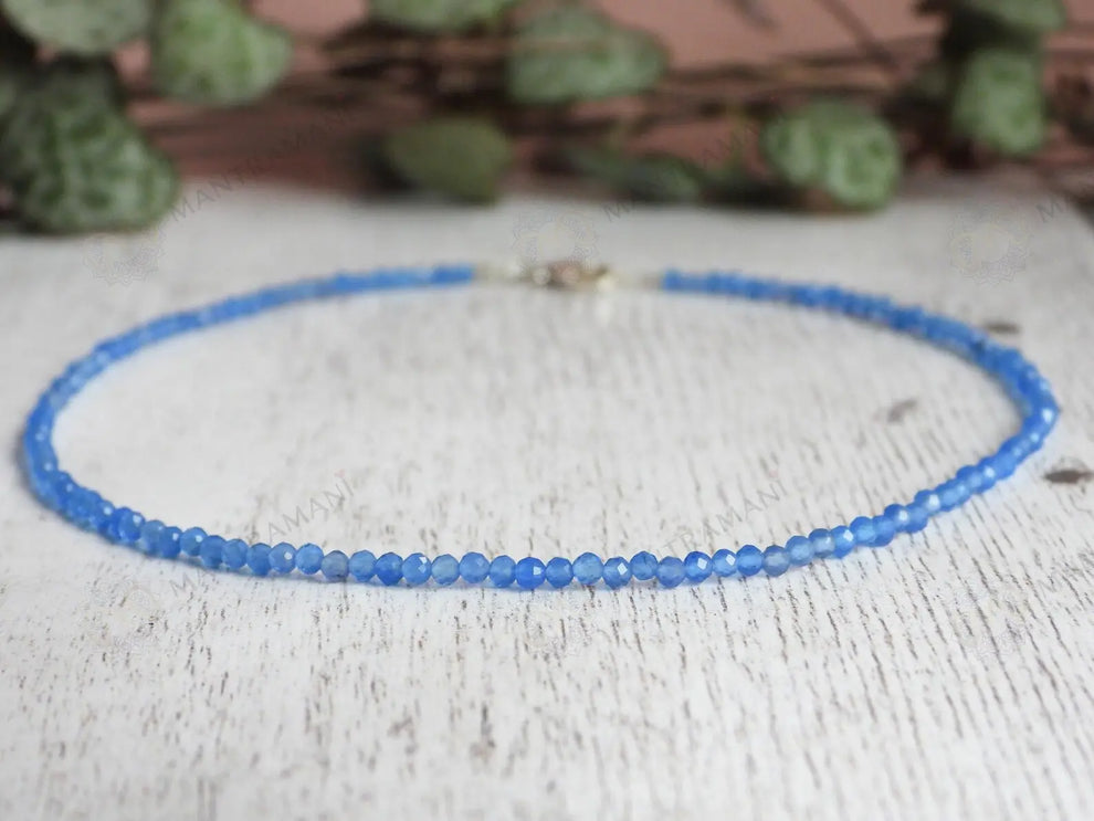 MantraMani Blue Lace Chalcedony Anklet