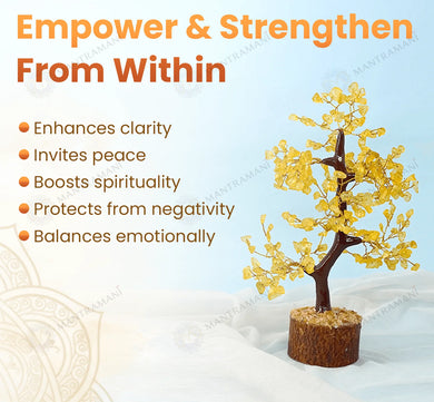 MantraMani Yellow Citrine Tree –Crystal Tree for Abundance, Prosperity & Growth