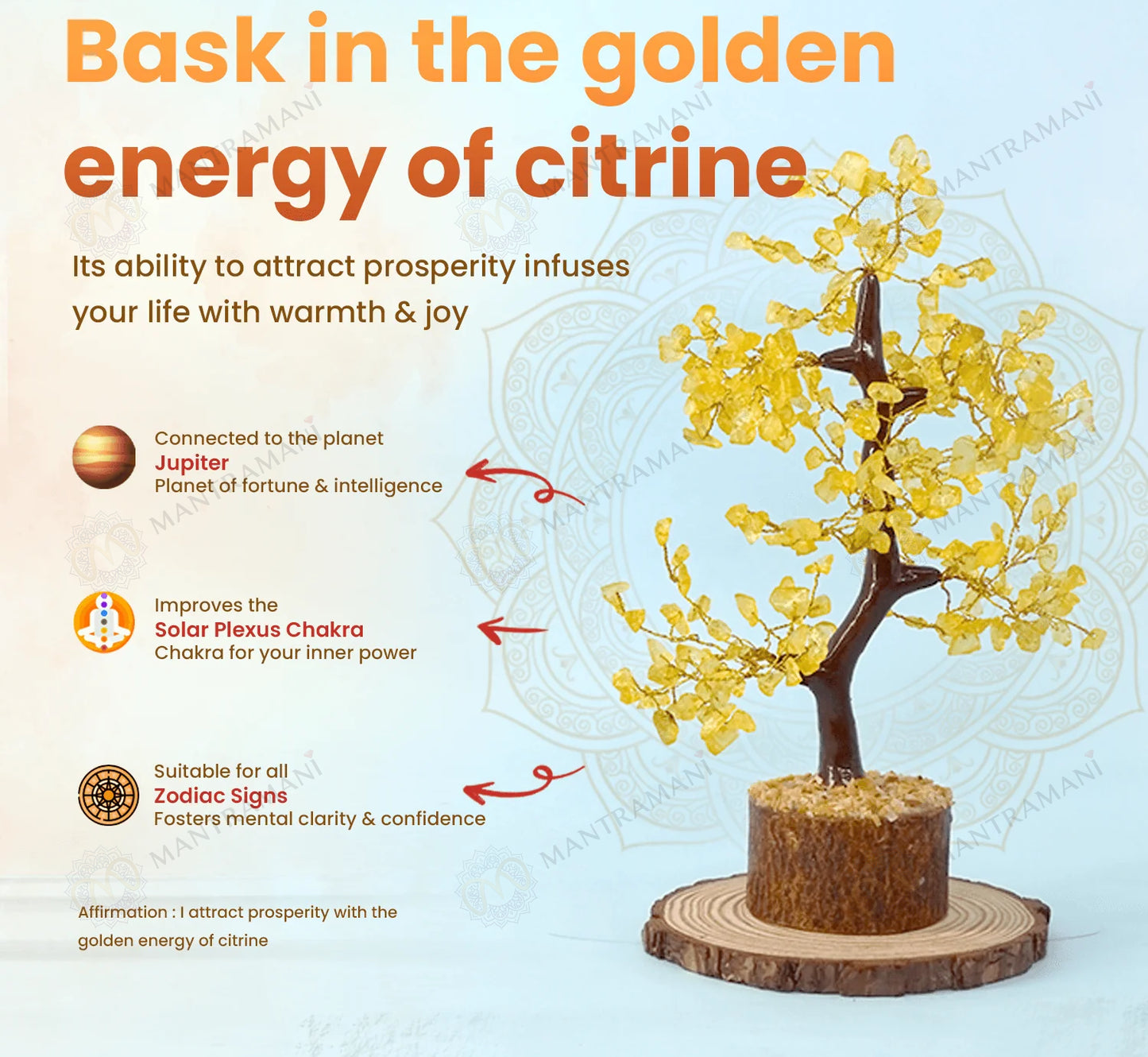 MantraMani Yellow Citrine Tree –Crystal Tree for Abundance, Prosperity & Growth