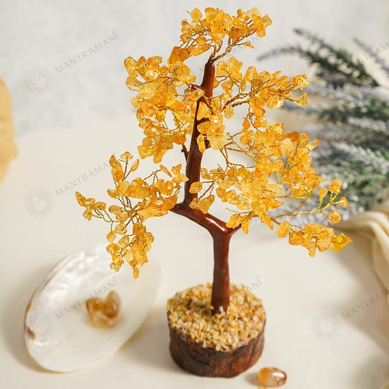 MantraMani Yellow Citrine Tree –Crystal Tree for Abundance, Prosperity & Growth