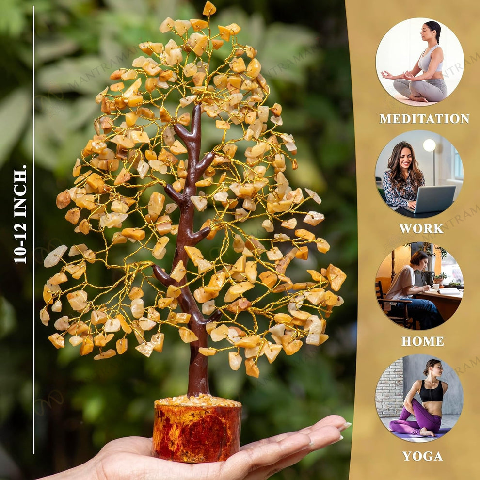 MantraMani Yellow Citrine Tree –Crystal Tree for Abundance, Prosperity & Growth