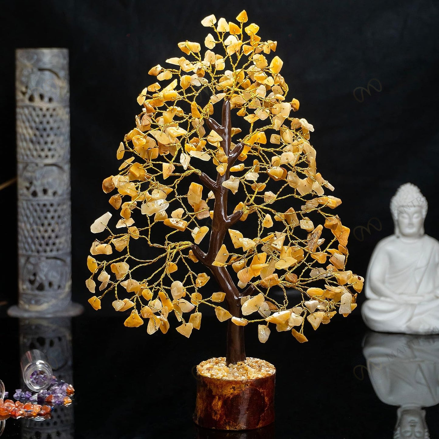 MantraMani Yellow Citrine Tree –Crystal Tree for Abundance, Prosperity & Growth