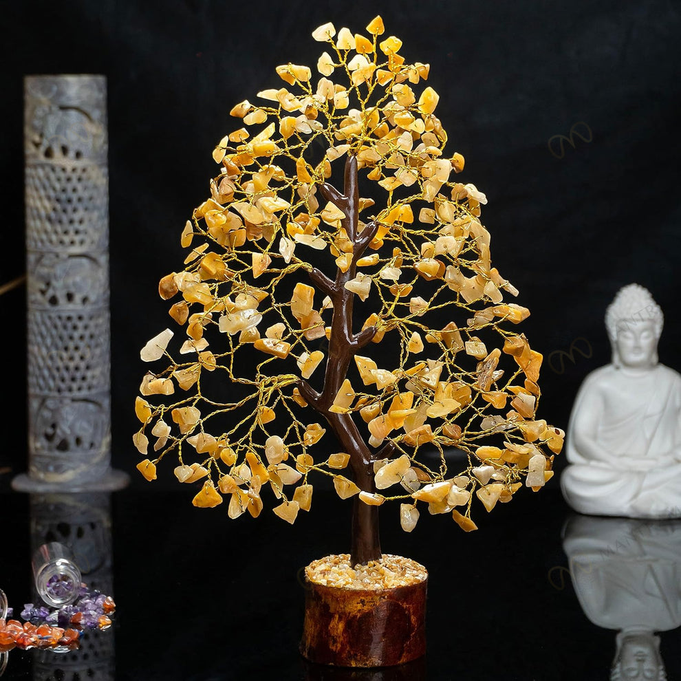 MantraMani Yellow Citrine Tree –Crystal Tree for Abundance, Prosperity & Growth