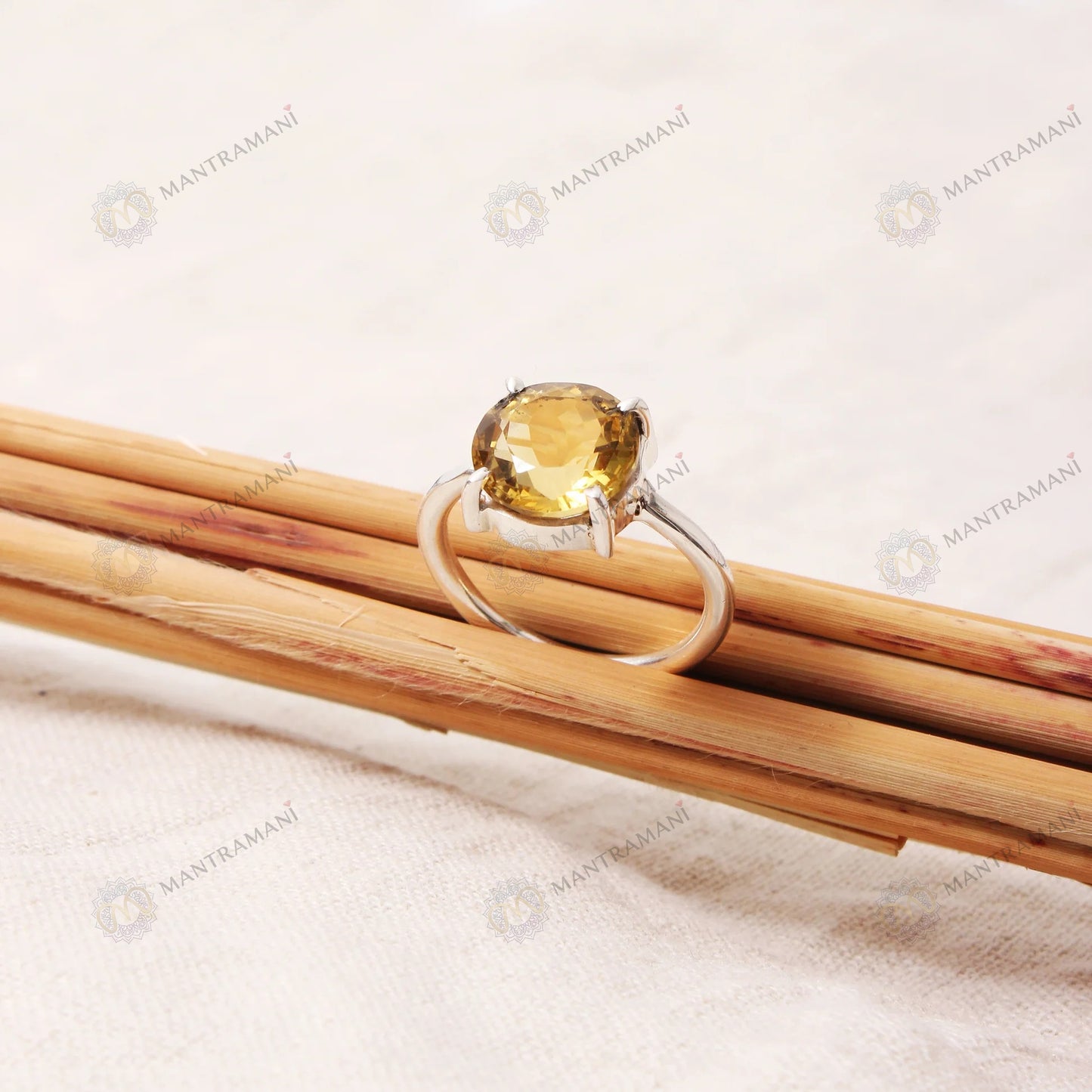 MantraMani Yellow Citrine Ring: Abundance & Prosperity