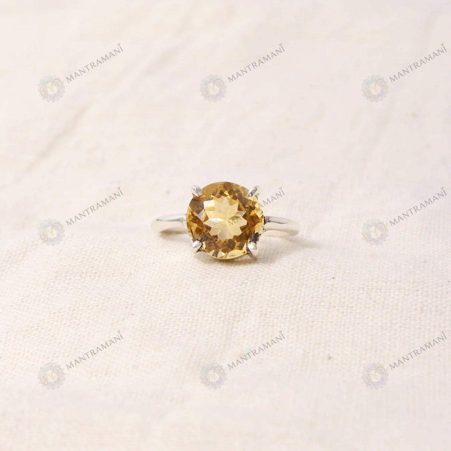 MantraMani Yellow Citrine Ring: Abundance & Prosperity