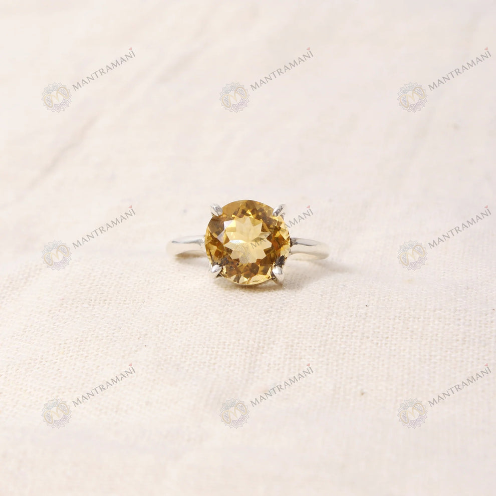 MantraMani Yellow Citrine Ring: Abundance & Prosperity