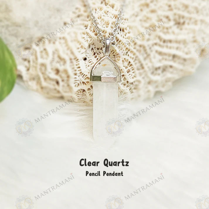 MantraMani Clear Quartz Pencil Pendant