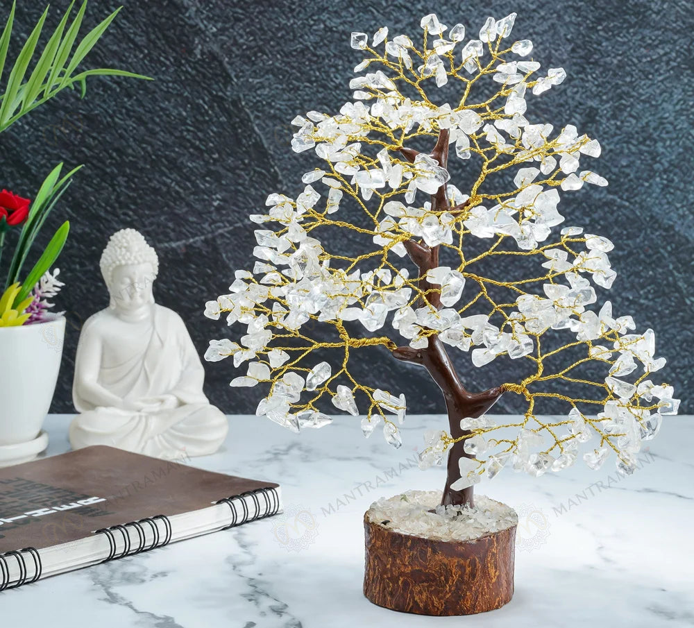 MantraMani Clear Quartz Crystal Tree – Removes Depression, Anger & Anxiety