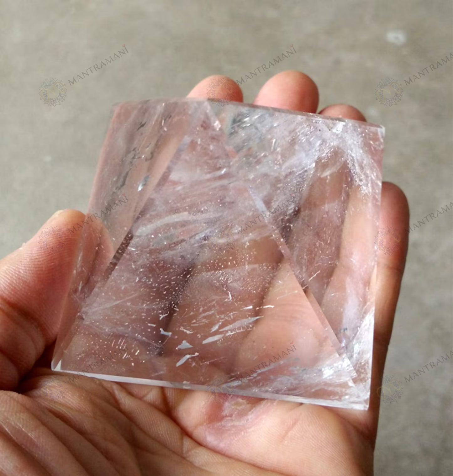 MantraMani Clear Quartz Pyramid – Energy Cleansing, Meditation & Focus Crystal Pyramid