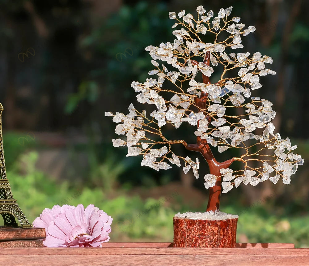 MantraMani Clear Quartz Crystal Tree – Removes Depression, Anger & Anxiety