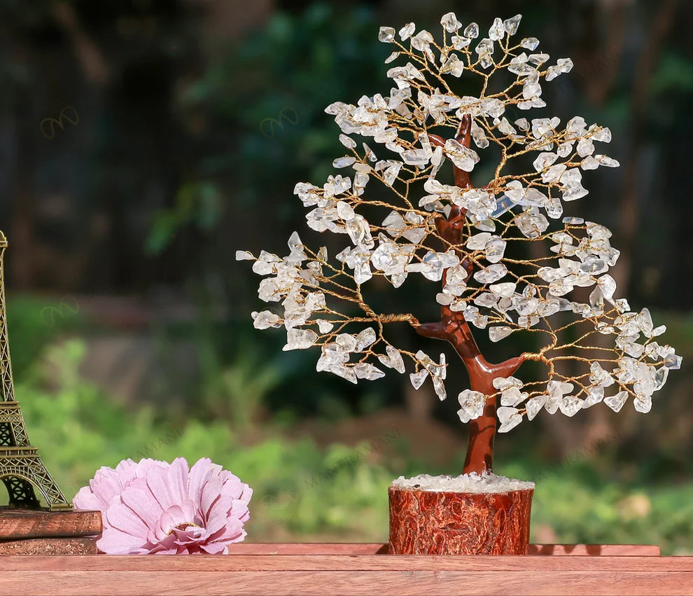 MantraMani Clear Quartz Crystal Tree – Removes Depression, Anger & Anxiety