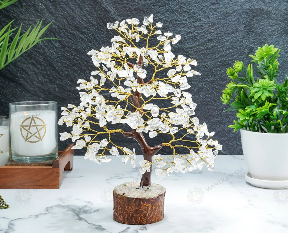 MantraMani Clear Quartz Crystal Tree – Removes Depression, Anger & Anxiety