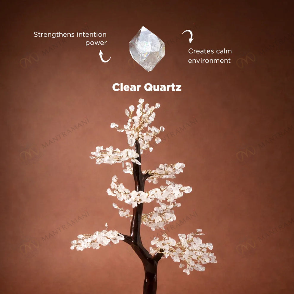 MantraMani Clear Quartz Crystal Tree – Removes Depression, Anger & Anxiety