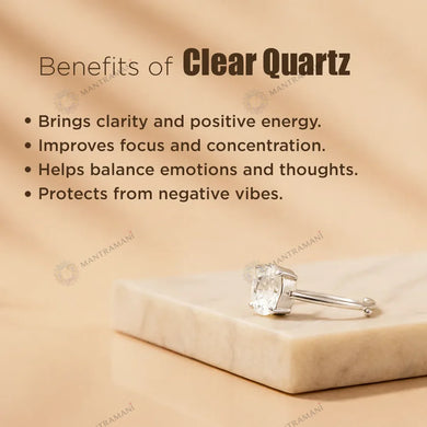 MantraMani Clear Quartz Ring: Removes Depression, Anger & Anxiety